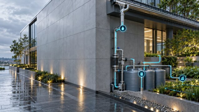 AI Smart Rainwater Harvesting and Reuse System at Commercial Building