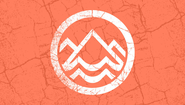 Mountain And Sea  symbol, color vector illustration