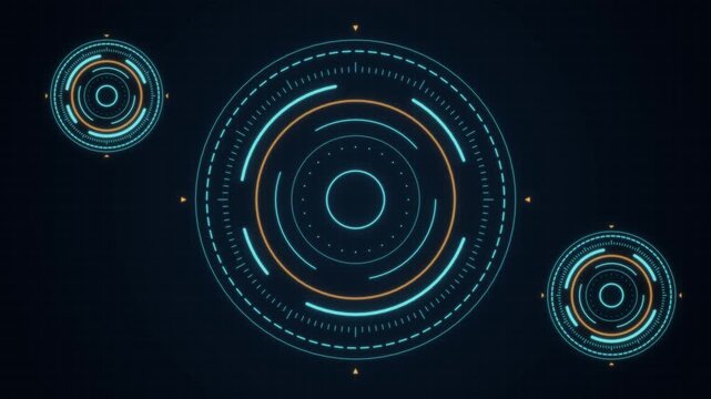 Futuristic HUD circle interface elements rotating, seamless loop sci-fi technology display