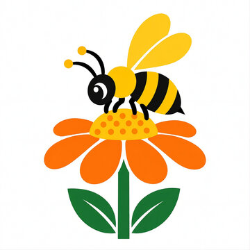 Bee on flower - Cartoon vector