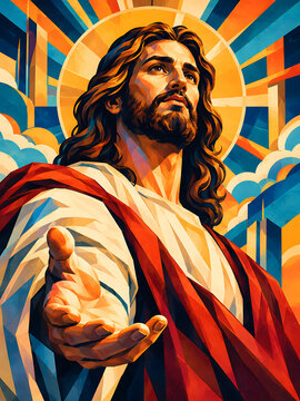 Pop Art Deco Jesus Christ Portrait