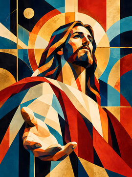 Pop Art Deco Jesus Christ Portrait