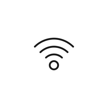 Wifi connection signal icon in thin black line style for network status and wireless internet.