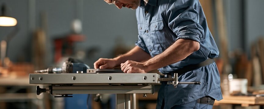 Craftsman Operating Industrial Workshop Machinery
