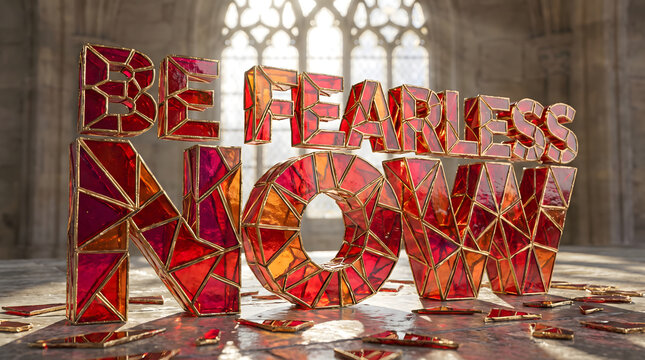 3D Shattered Stained Glass Typography Quote