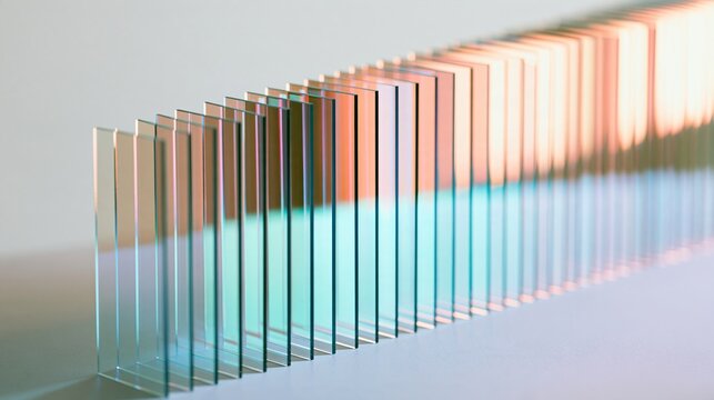 Abstract Row of Transparent Glass Panels