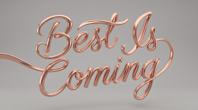 Floating 3D Rose Gold Ribbon Typography Quote