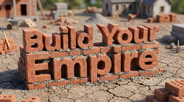 Miniature Red Clay Bricks and Mortar Typography