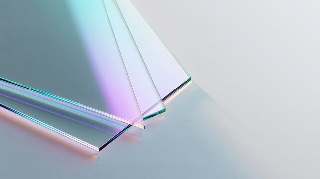 Abstract Glass Panels With Iridescent Reflections