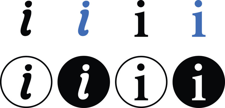 Information letter desk support icon set. Help center service guidance symbols. Essential user knowledge reference icons