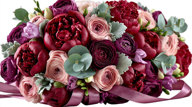Floral arrangement featuring lush red and pink peonies flower bouquet valentines day