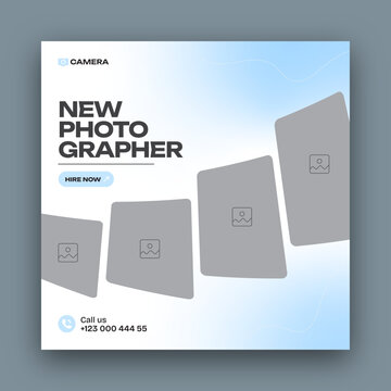 Photography social media post web banner design template