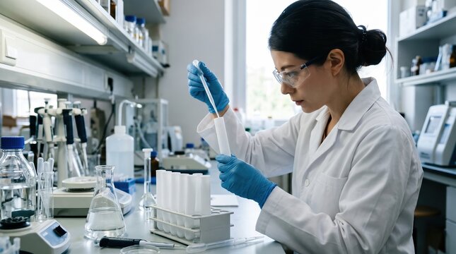 Female scientist conducting lab research