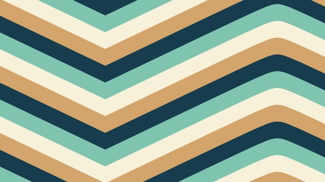 Abstract retro geometric chevron pattern with rhythmic teal stripes