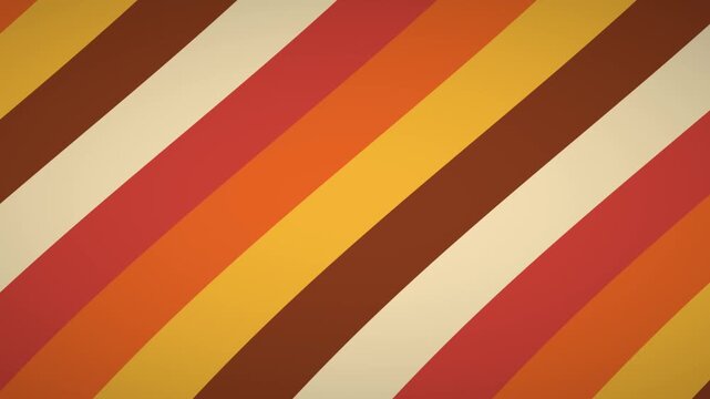 Retro 70s diagonal stripes in orange brown and cream moving, seamless loop vintage background