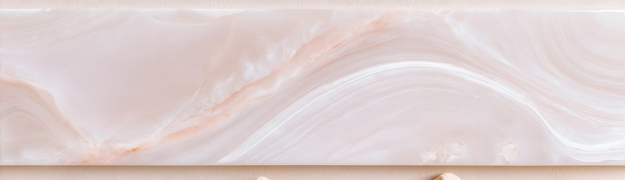 Soft Marble Swirls: A close-up abstract of polished marble showcasing delicate pink and white swirls, creating a serene and luxurious backdrop for various design applications.
