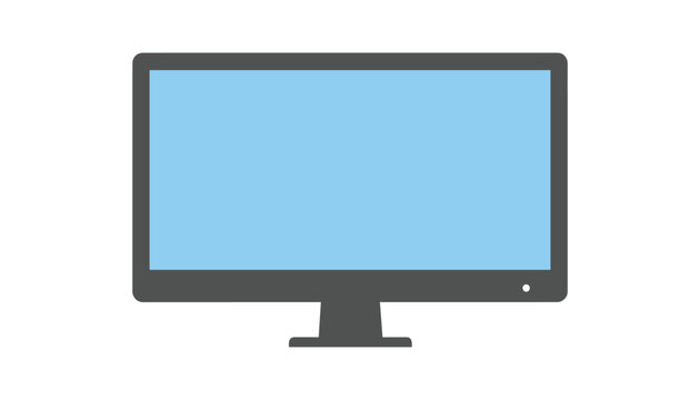 Computer monitor display with a blank blue screen on a white background ready for digital mockup templates.