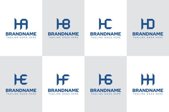 Letters HA HB HC HD HE HF HG HH Logo Monogram Set