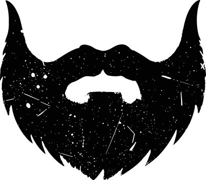 Vintage black beard silhouette with mustache and textured grunge design