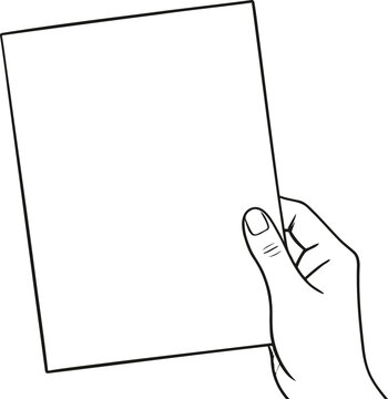 Hand holding blank paper sheet, empty document for writing or drawing creative ideas