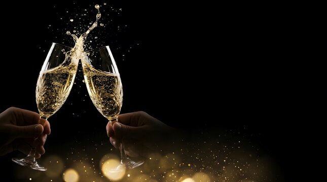 Celebrating the arrival of 2027 with effervescent champagne joyous toasts and the promise of a bright and prosperous new year filled with hope