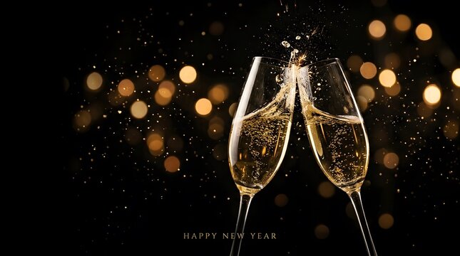 Celebrating the arrival of the year 2027 with effervescent champagne joyful toasts and a dazzling display of festive lights marking a fresh start
