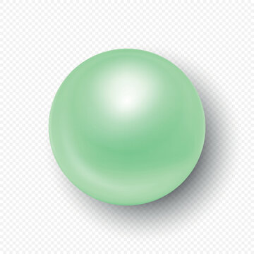 Green Pearl Bead, Closeup. 3d Vector Green Pearl Bead for Jewelry, Necklace, Beadwork. Green Pearl Bead Vector Illustration with Smooth Round Shape, Soft Highlight, Shadow
