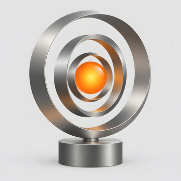 Abstract geometric trophy with central glowing orb