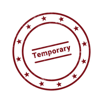 Temporary stamp with red border and circular design