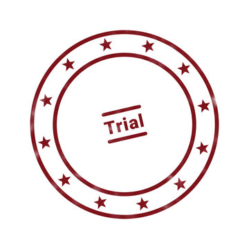 Red circular stamp with TRM text and dotted border design