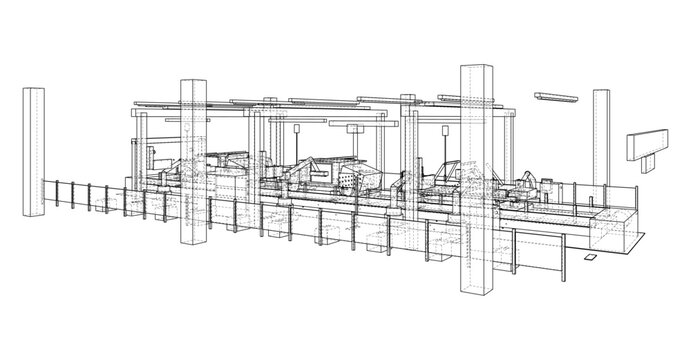 Industrial Production Line Illustration. Vector