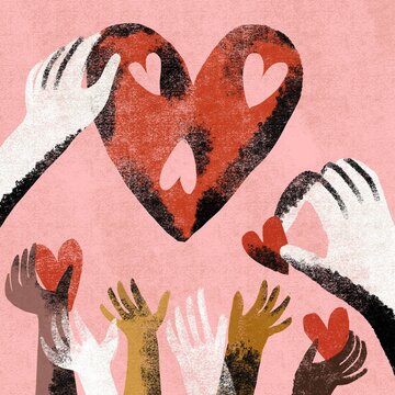 Emotional Support and Mutual Aid Heart Concept