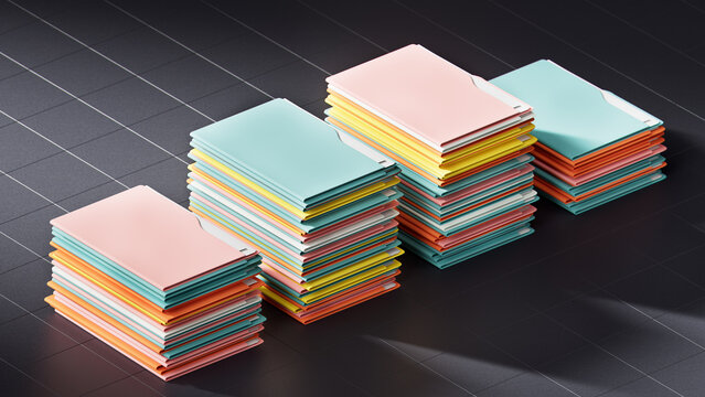 Stacks of Financial Record Folders