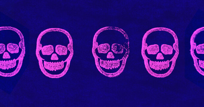 Close up of Day of the Dead skulls pattern