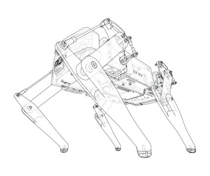 robotic spider leg mechanism illustration. Vector