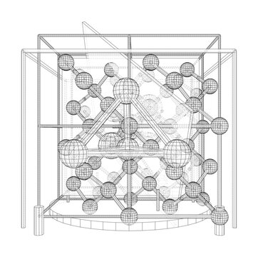 Wireframe Crystal Lattice Structure. Vector