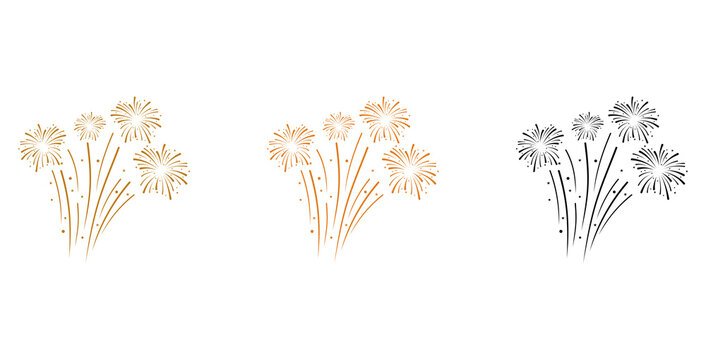 Christmas Icon Three Colorful abstract fireworks explosion