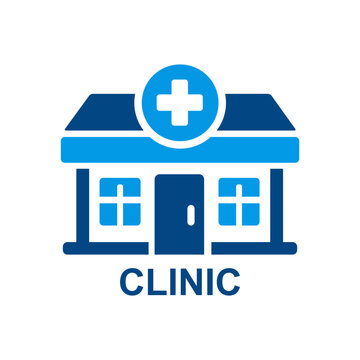Medical clinic building icon with a cross symbol for healthcare and hospital services