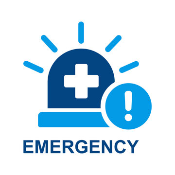 Emergency medical icon with a blue flashing light and a white cross symbol