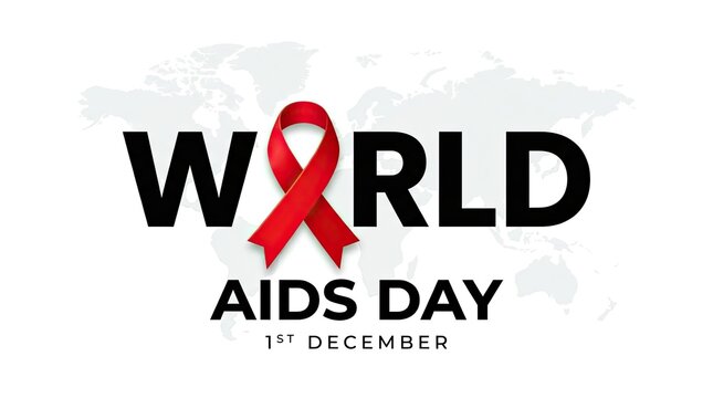 World aids day awareness message with a red ribbon replacing the letter r