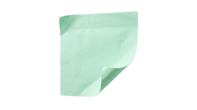 Mint green memo paper with a gently peeled corner and empty space for handwritten reminders
