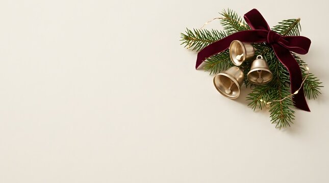 Festive christmas arrangement a beautiful ribbon pinecones and evergreen holiday scene