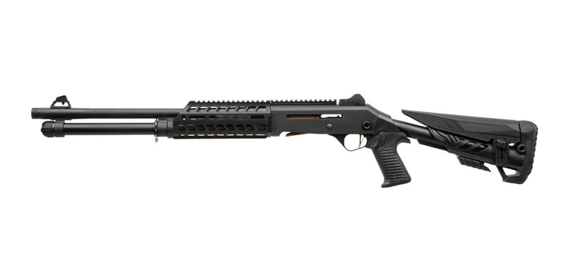 Tactical firearm weapon on white background