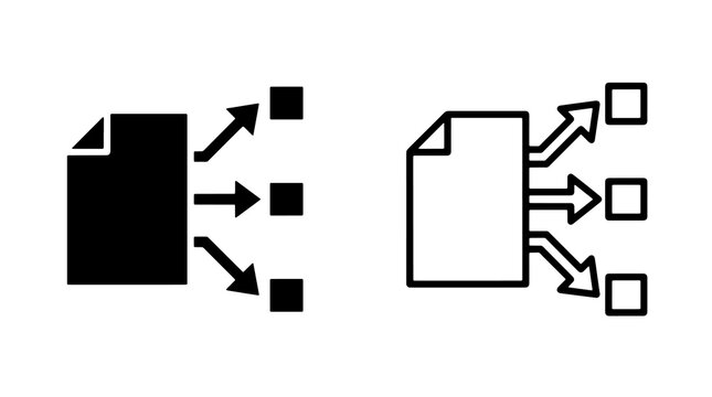 Document export vector icon set with file and arrow symbols