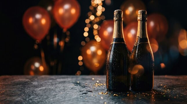 Celebrating christmas with champagne sparkling wine and festive decorations a joyous holiday moment