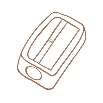 Hand drawn cute pocket pencil sharpener tool pencil sketch outline line art