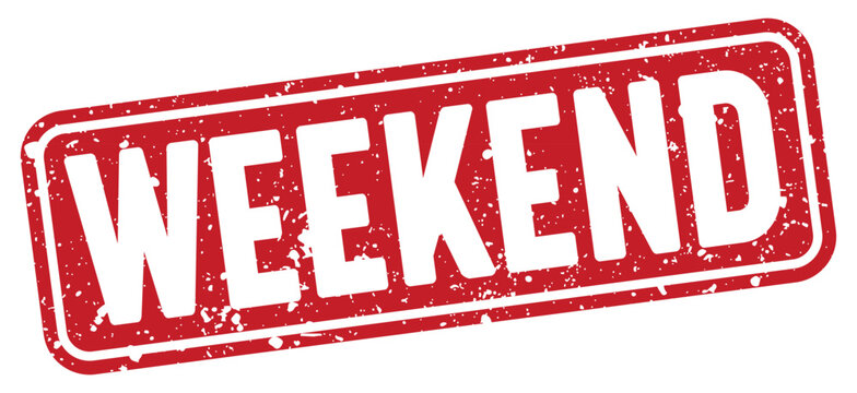 weekend stamp. weekend red rectangular grunge stamp on transparent background