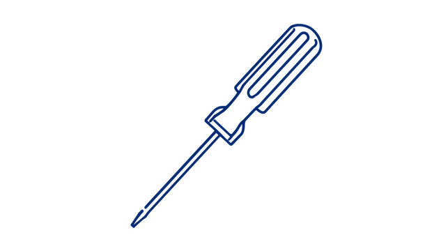 line art illustration of a screwdriver, thin continuous strokes