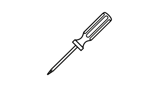 line art illustration of a screwdriver, thin continuous strokes