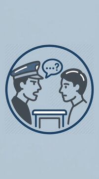 Police Officer Questioning Suspect Icon Law Enforcement Interrogation Justice System Concept